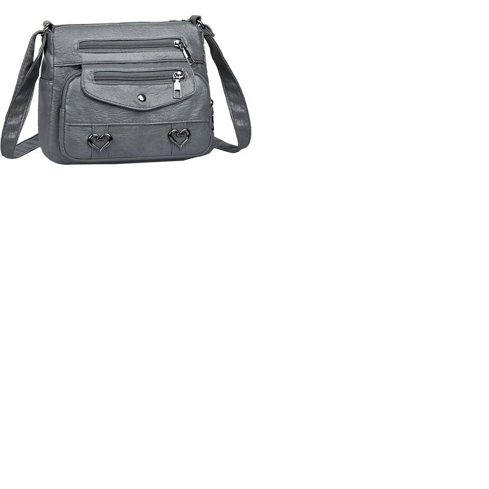 Retro Multi Pockets Crossbody Bag PU Leather Crossbody Shoulder Bag for Women