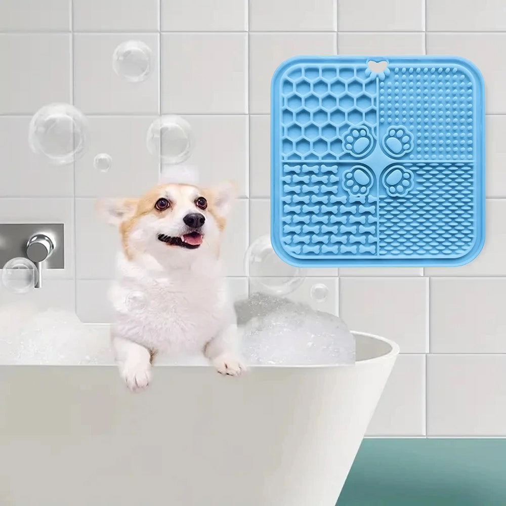 Silicone Dog Lick Mat with Spoon and Can Lid