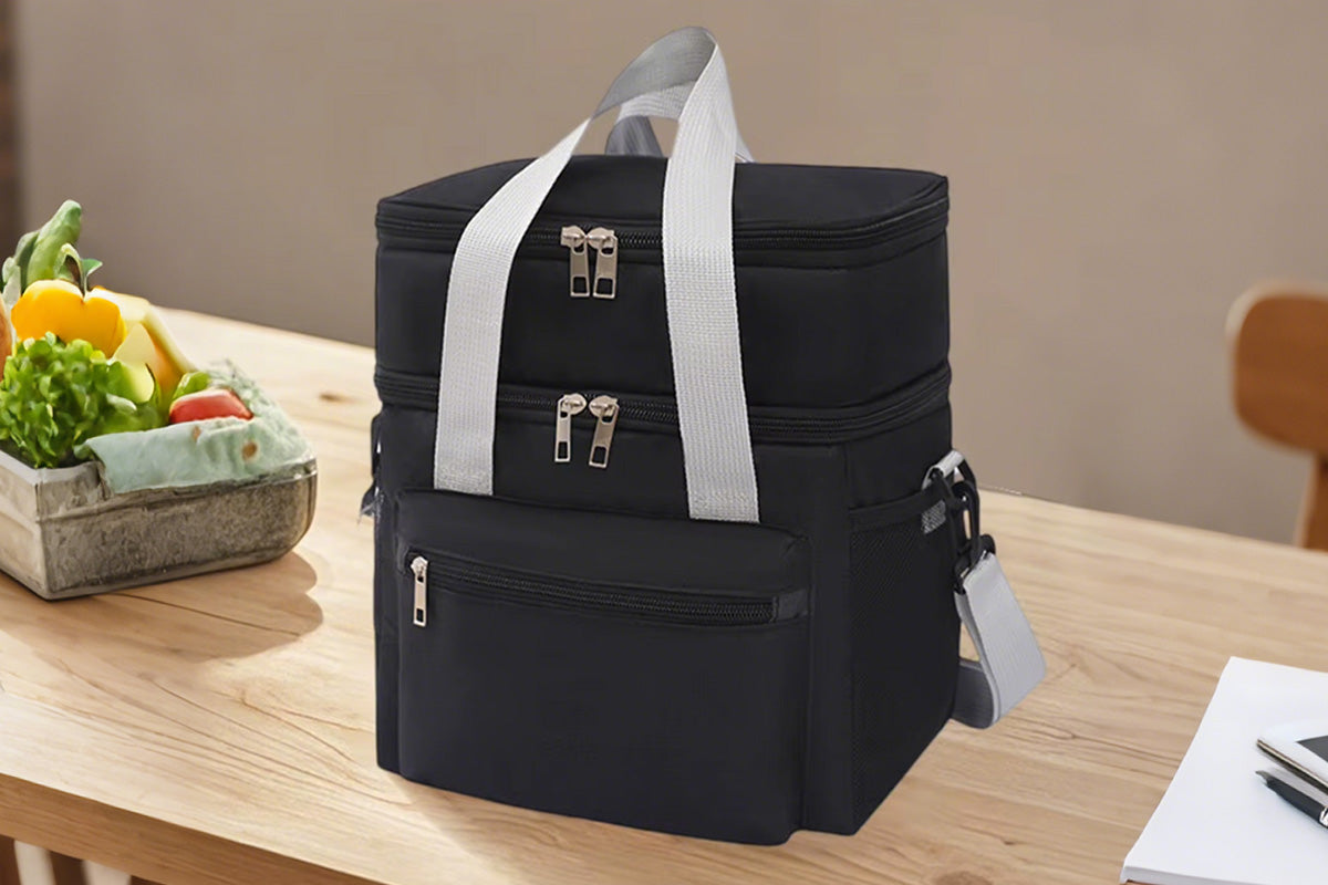 Double-Layer Insulated Portable Lunch Bag Cooler Food Container