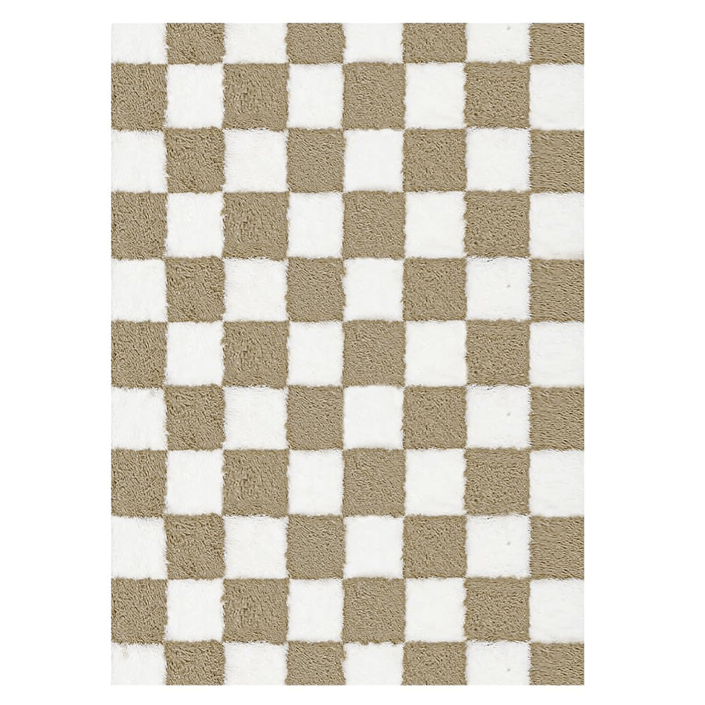 Soft Plush Shaggy Rug Checkered Thickened Non Slip Carpet for Living Room Bedroom