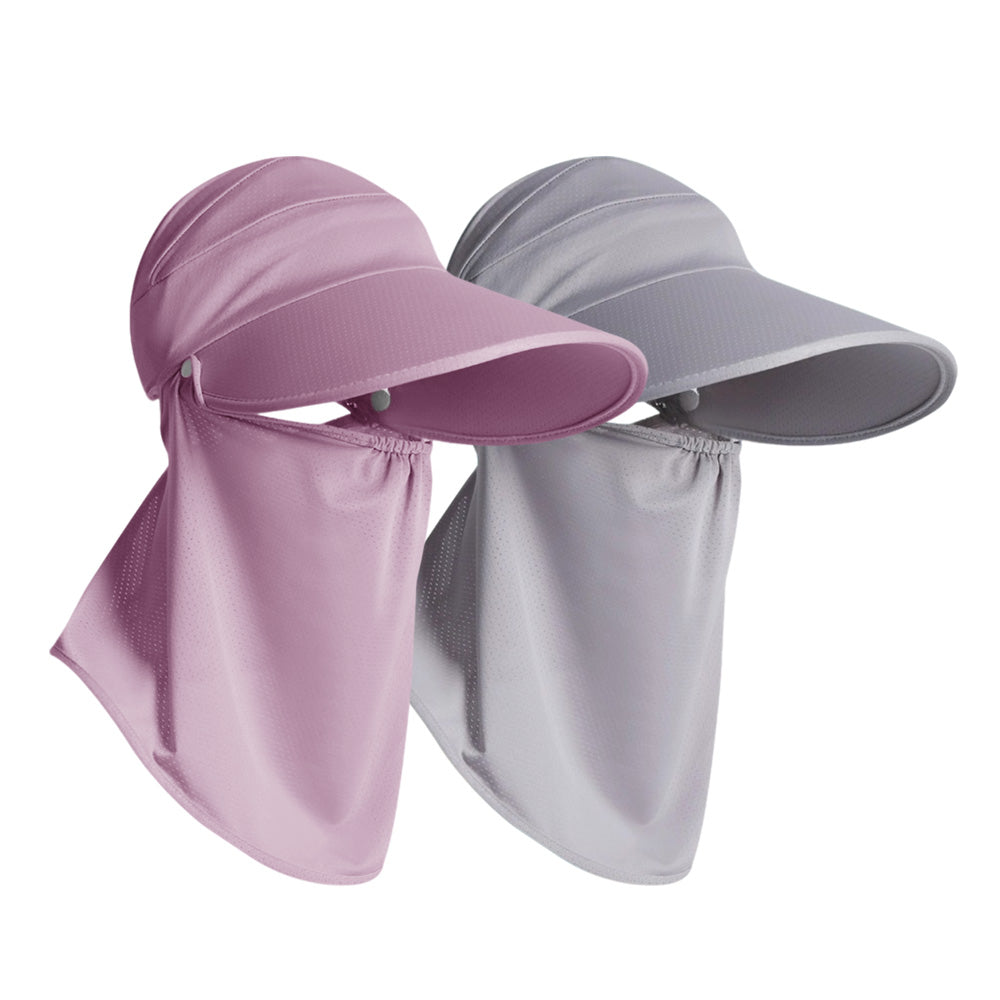 2X 3 in 1 Ponytail Sun Hat with Detachable Face Cover and Chin Strap