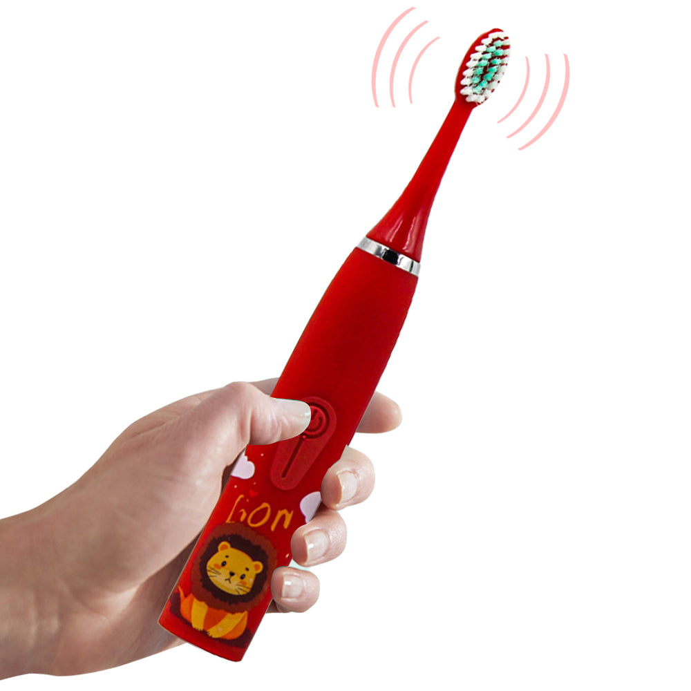 Cute Cartoon Electric Soft Toothbrush with 6 Replacement Electronic Toothbrush Heads