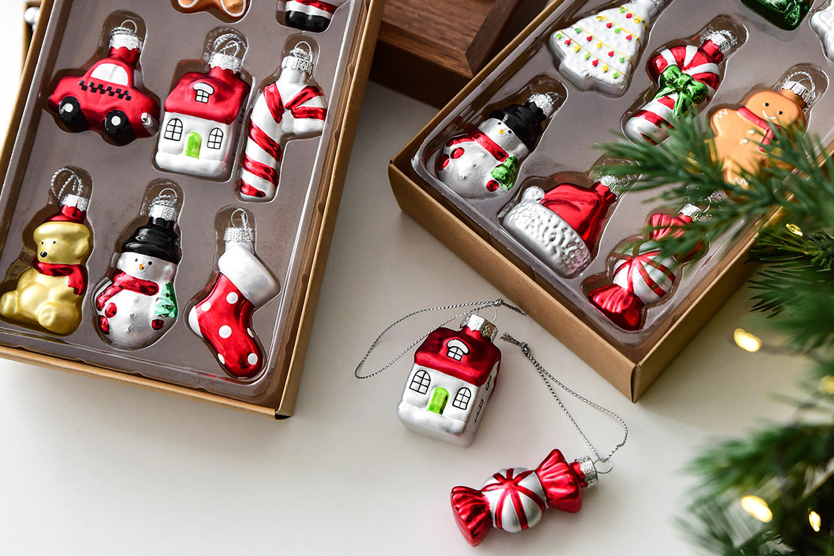 Glass Painted Christmas Ornaments Christmas Tree Hanging Decorations