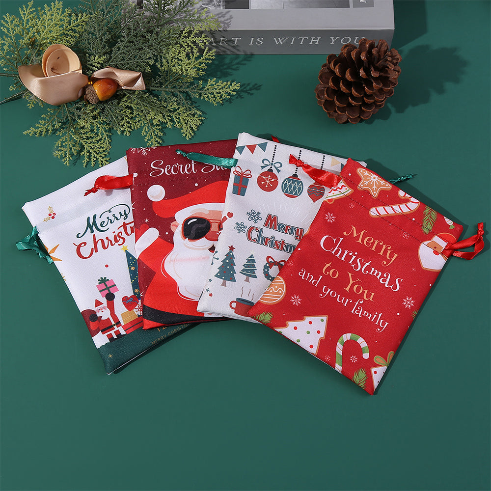 10Pcs 40x30CM Christmas Drawstring Bags Extra Large Christmas Sack Holiday Wrapping Sacks