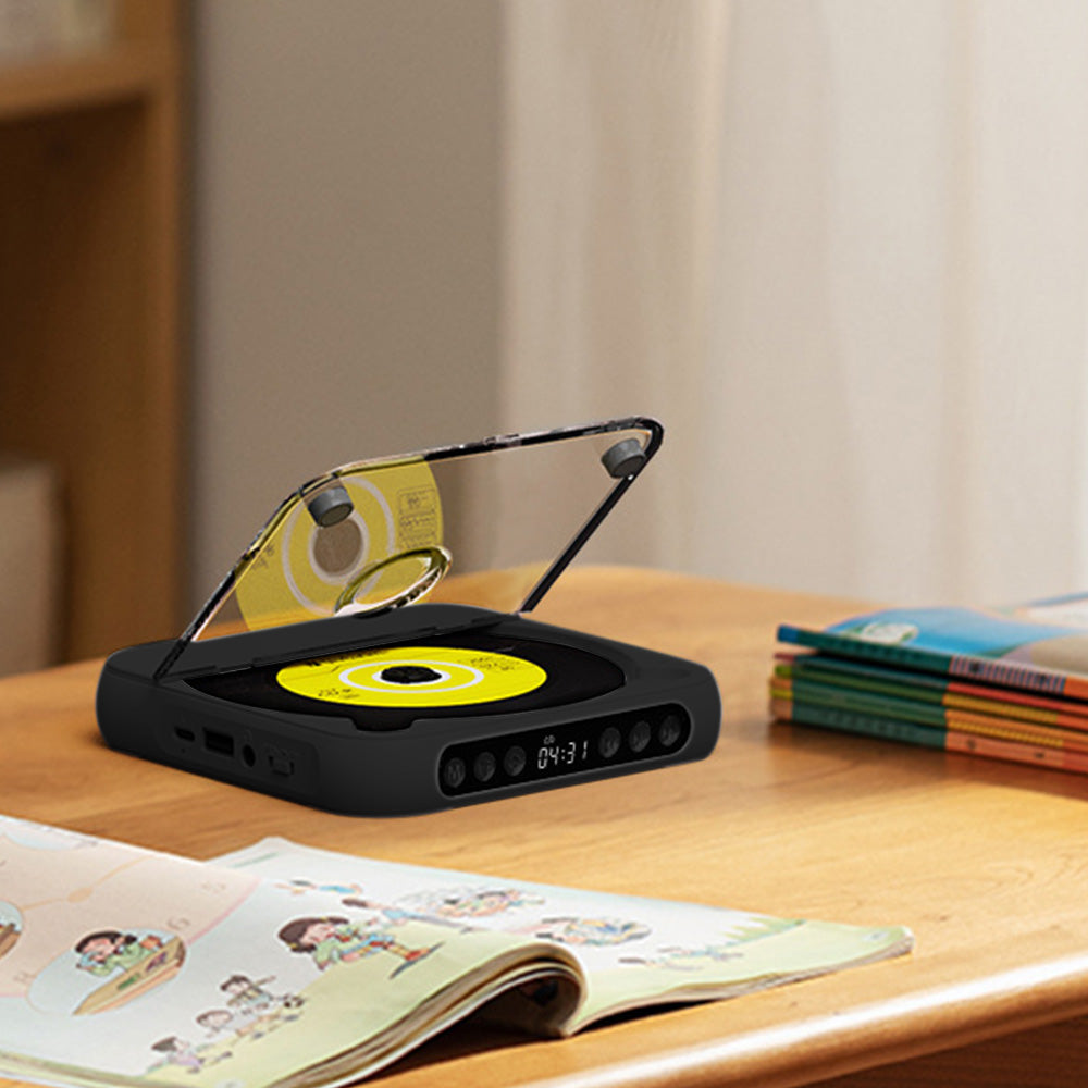 Portable Bluetooth CD Player with USB Playback and Rechargeable Battery