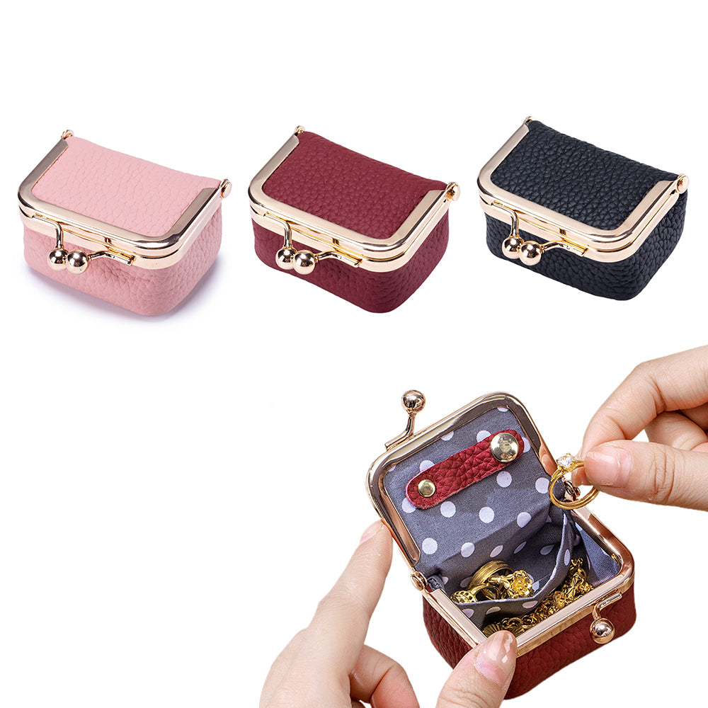 Mini Leather Jewelry Box Coin Purse Jewelry Case With Kiss Lock