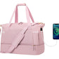 37L Women Fitness Travel Bag Waterproof Pocket USB Charging Carry On Overnight Bag
