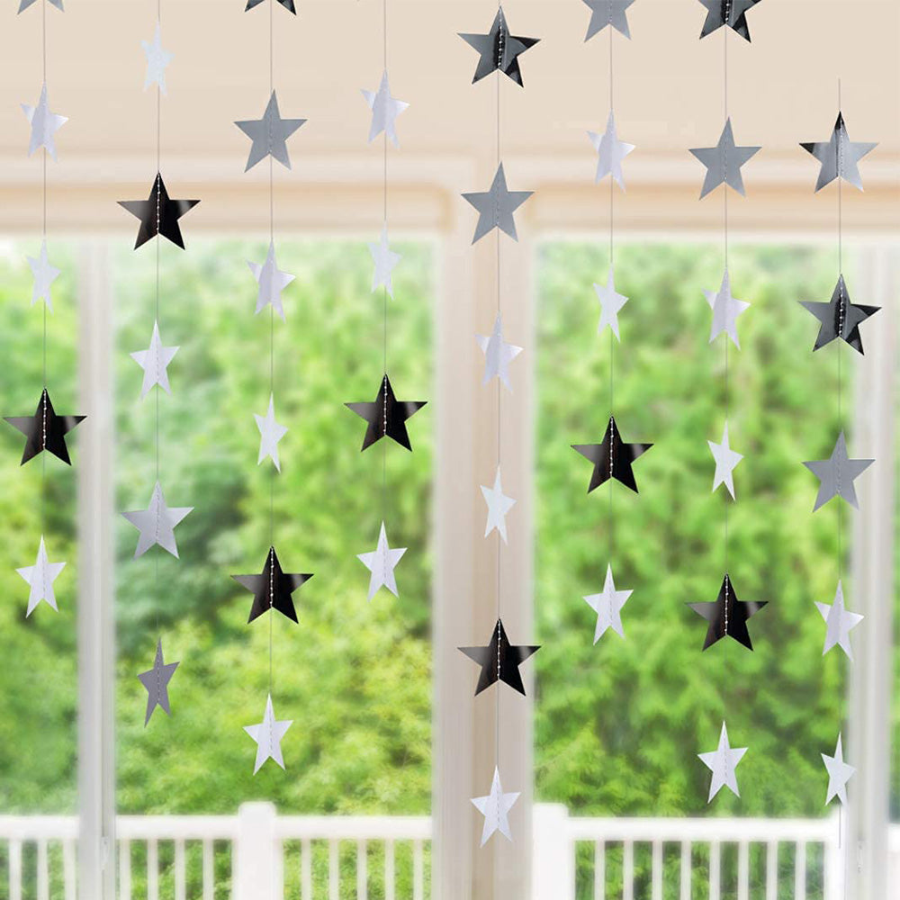 5 Pack 4m Thick Paper Star Garland Bunting Banners for Parties Weddings