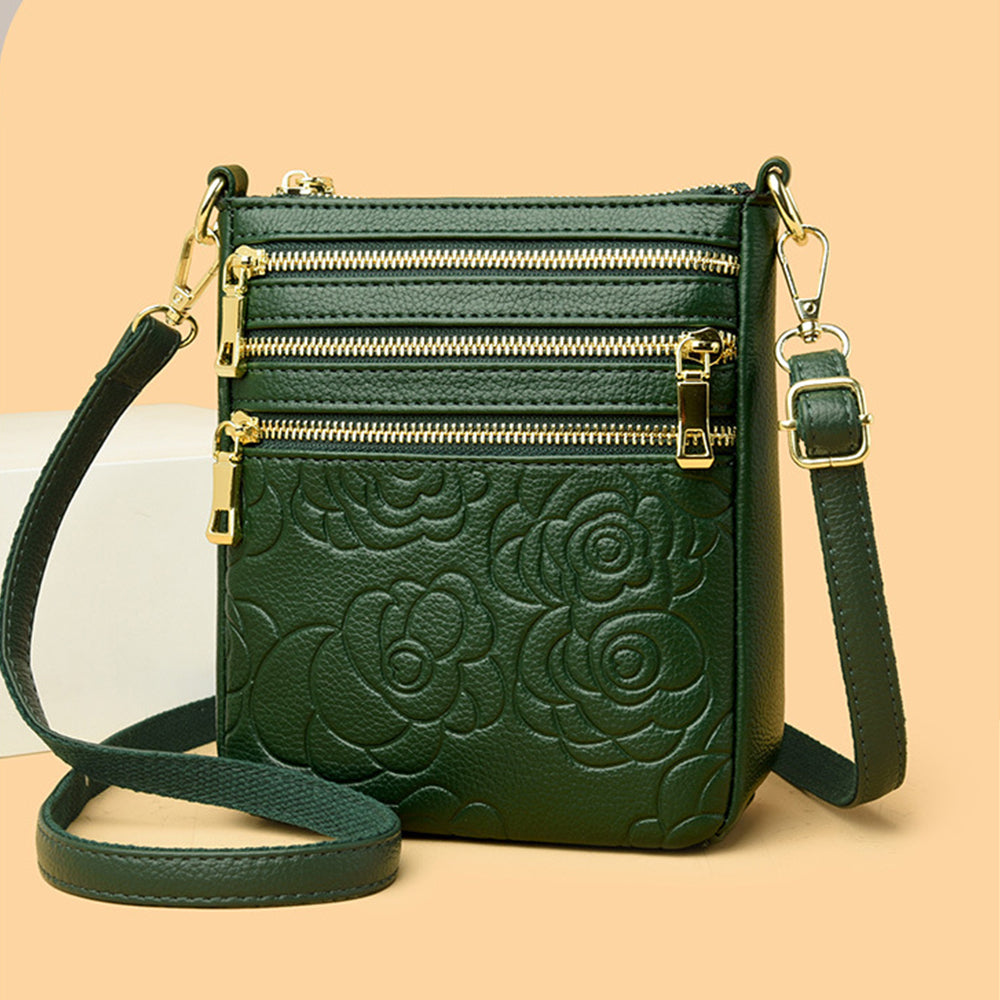 Genuine Leather Crossbody Shoulder Bag Multi-Compartment Water-resistant Handbag