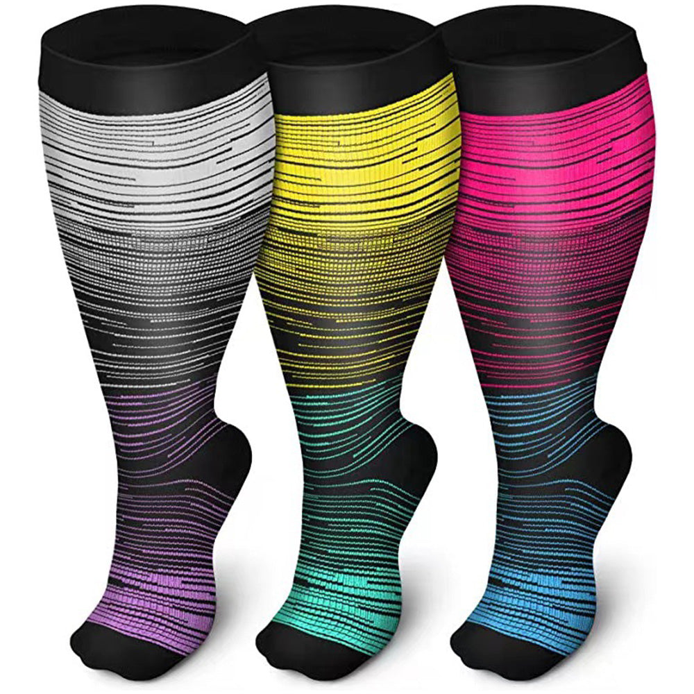 3 Pairs Plus Size Socks for Women Men Knee High Support for Nurses Pregnancy-Style 3