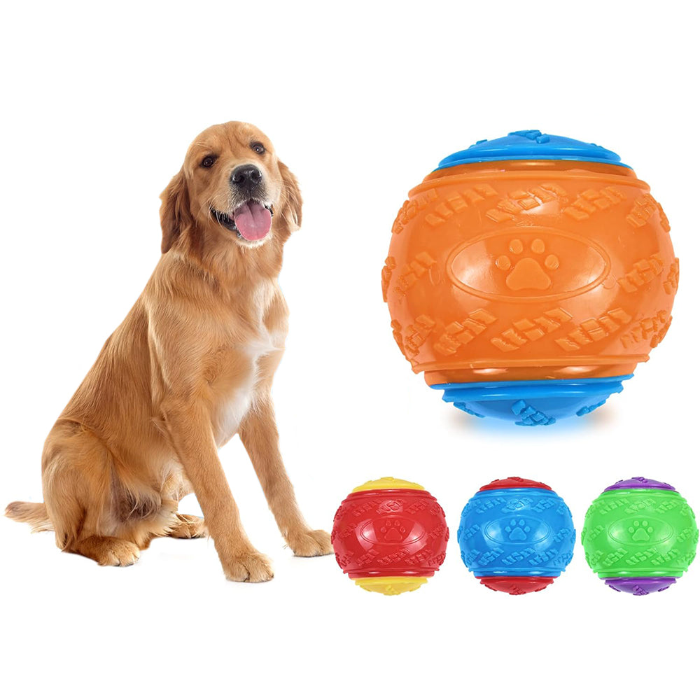 4Pcs 6.5CM Pet Interactive Playing Toy High Bouncy Vibrant Color Squeaky Rubber Balls