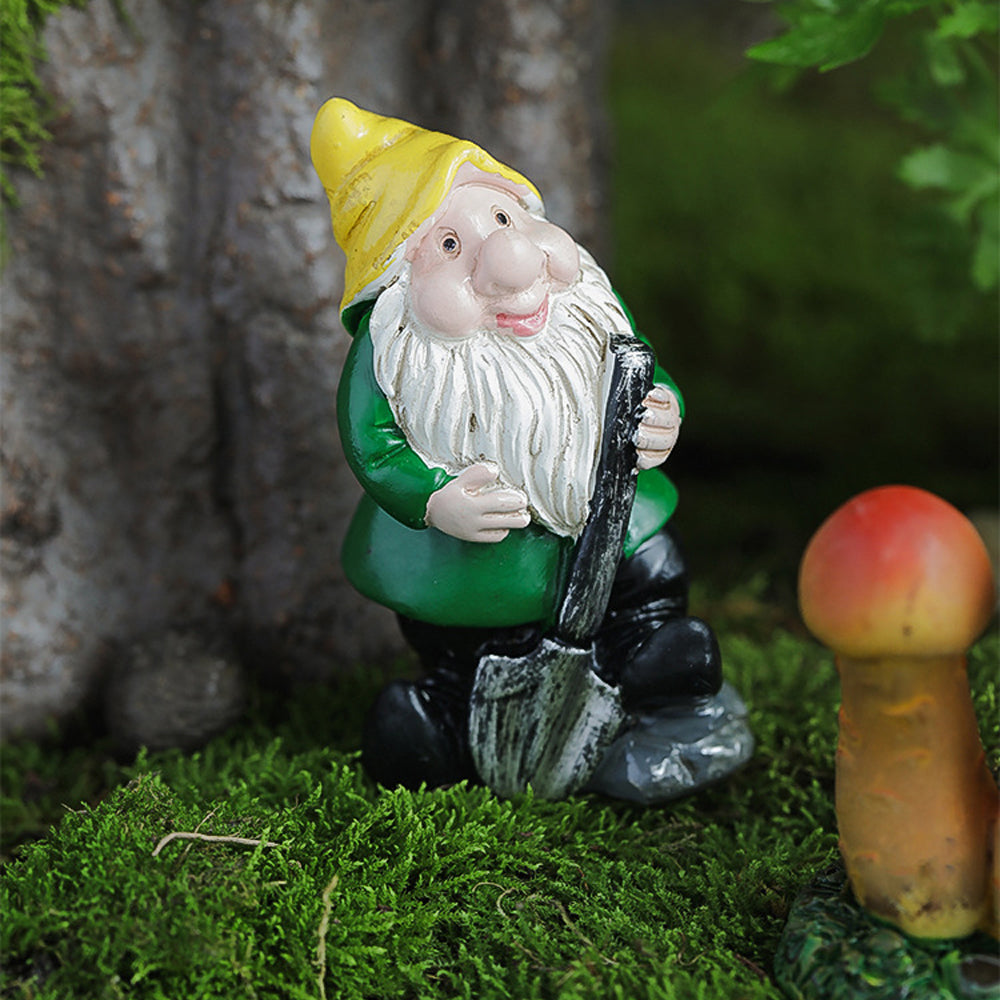 Mini Resin Dwarf Gnome Statue for Table and Garden Ornaments