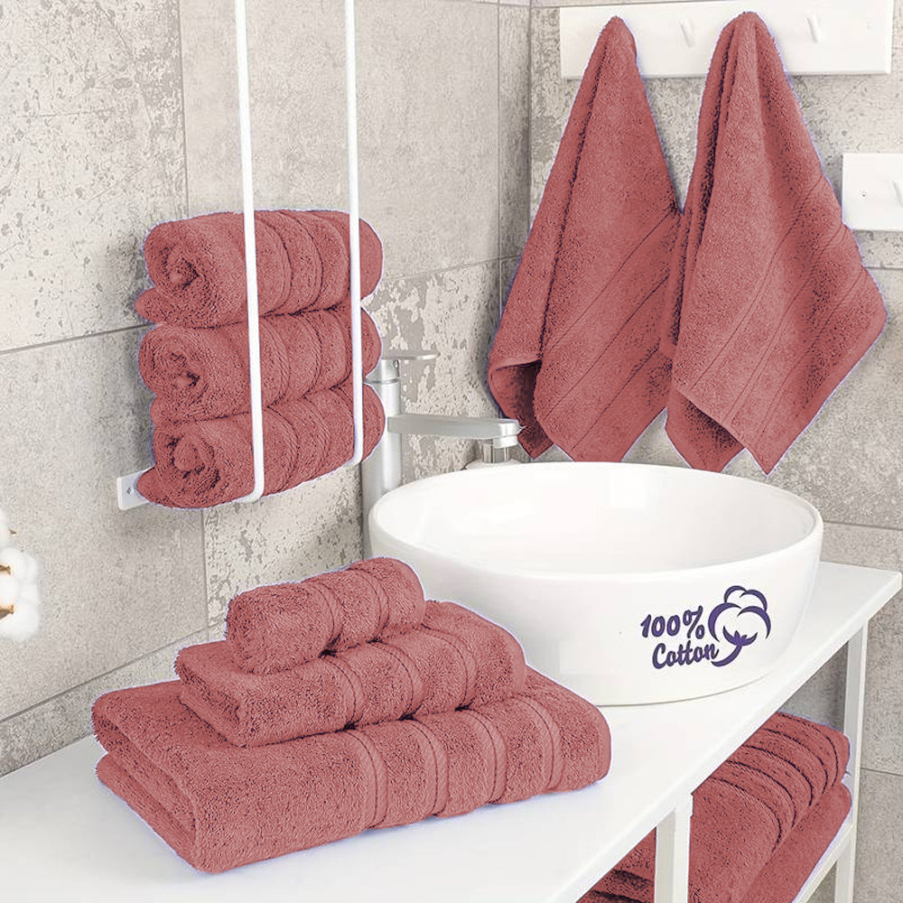 6-Piece Set Pure Cotton Soft Absorbent Bath Towels for Bathroom