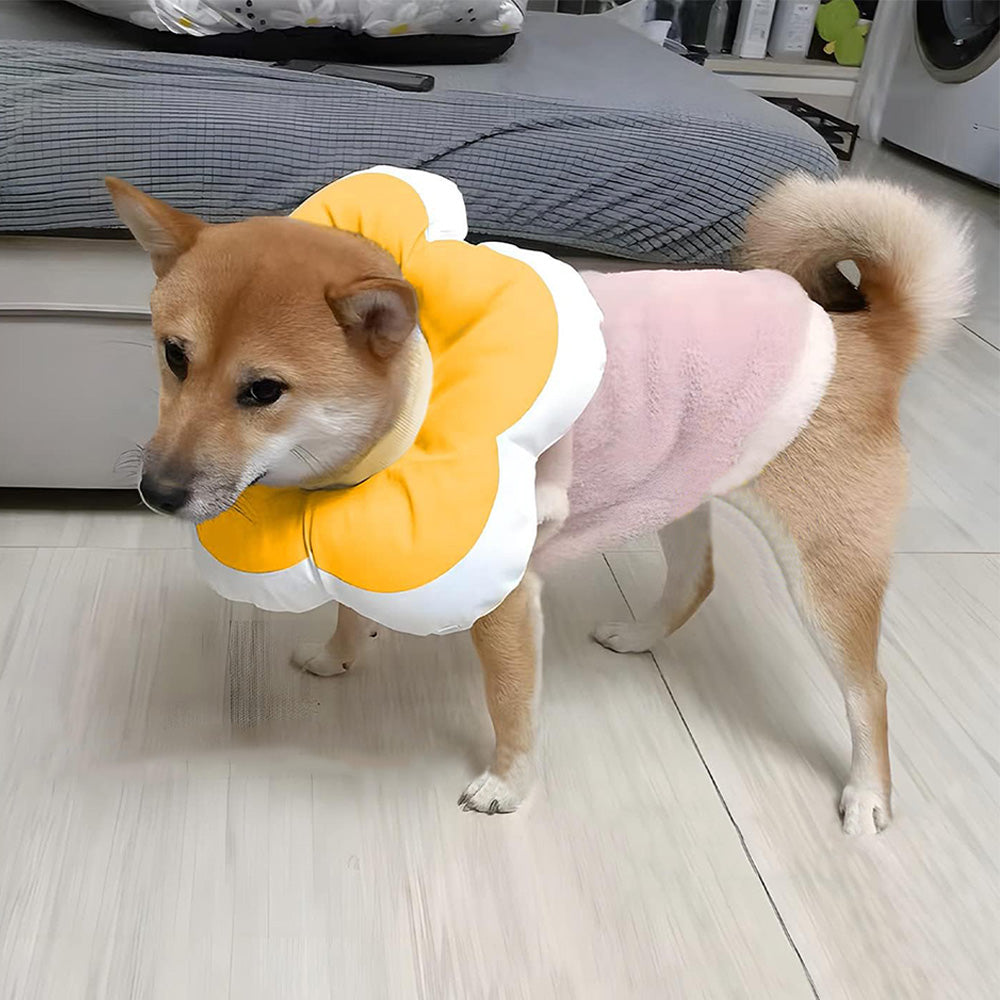 Cute Flower Cat Cone Collar Anti-Bite Lick Wound Healing Protective Neck Collar-Yellow