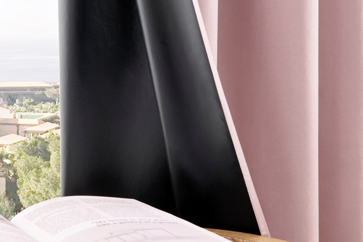 100 Percent Blackout Curtain Panel with Black Liner Heat & Light Blocking Drapes
