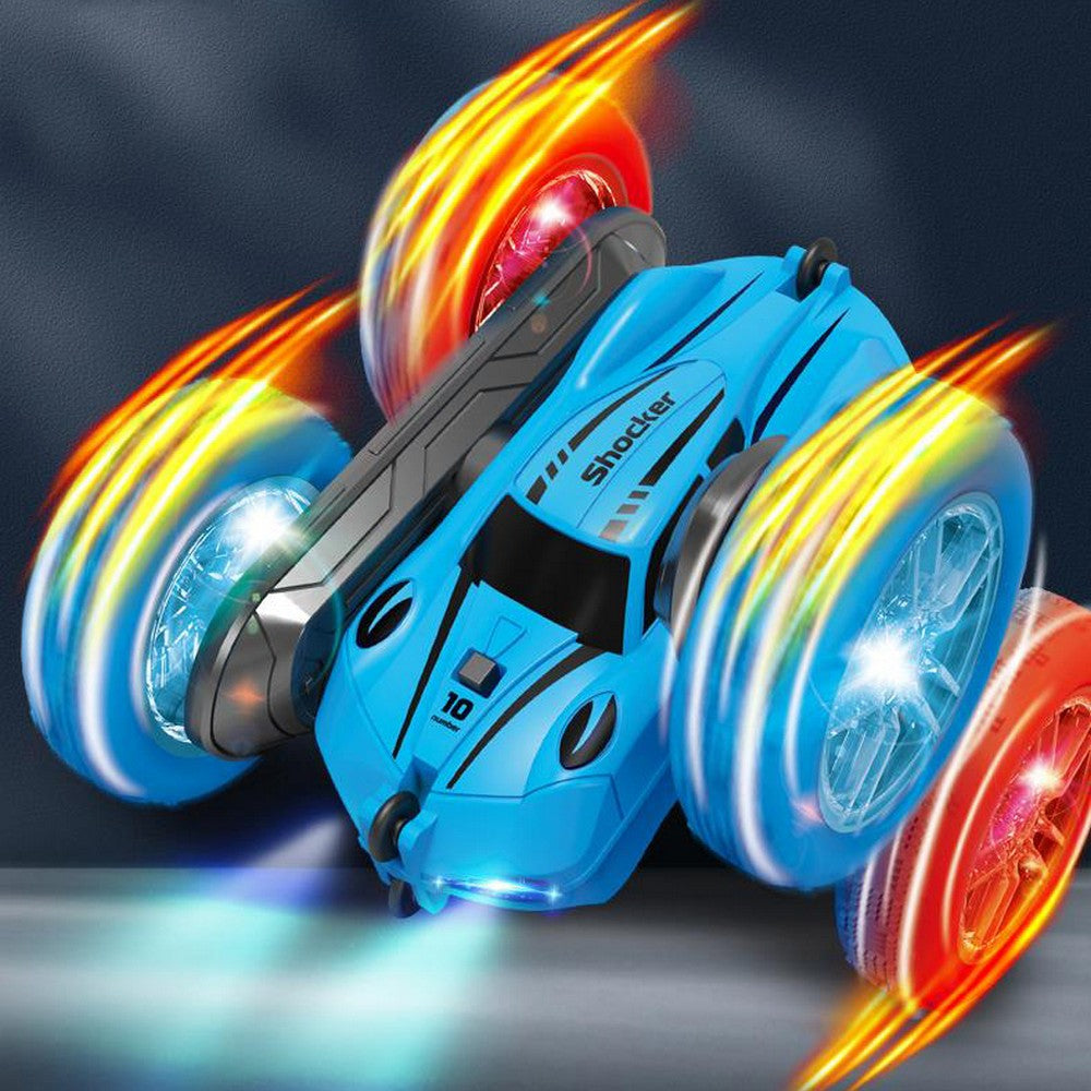 2.4 GHZ 4WD Double Sided RC Stunt Car 360 Degree Rotating Remote Control Crawler with Headlights