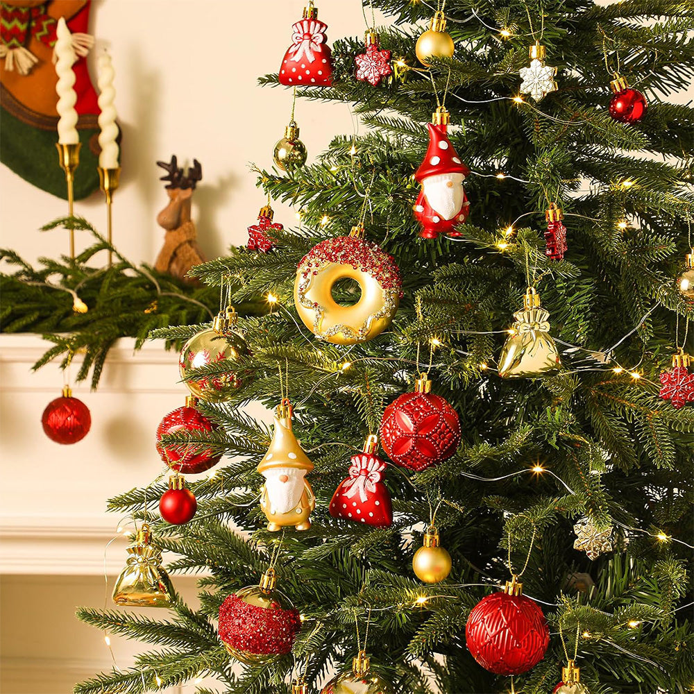 60 Piece Christmas Donut Santa Gnome Ball Hanging Ornament Set