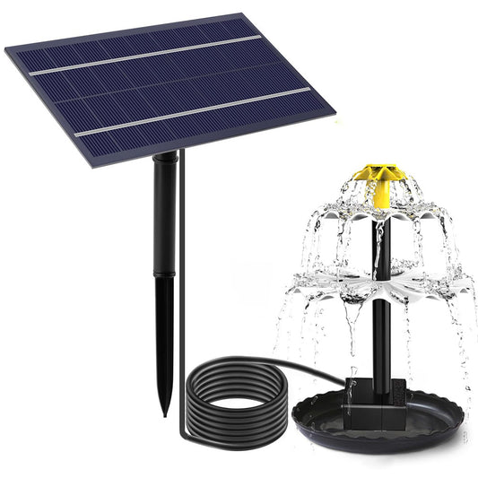 4W 3 Tiered Multifunctional Solar Bird Bath Fountain for Courtyard Patio Balcony