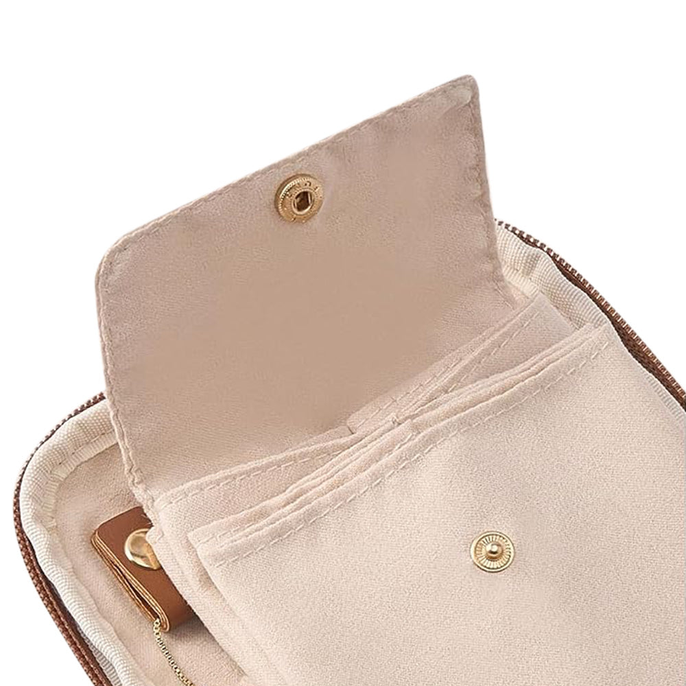 PU Multi Compartment Travel Jewelry Organizer Bag with Velvet Lining