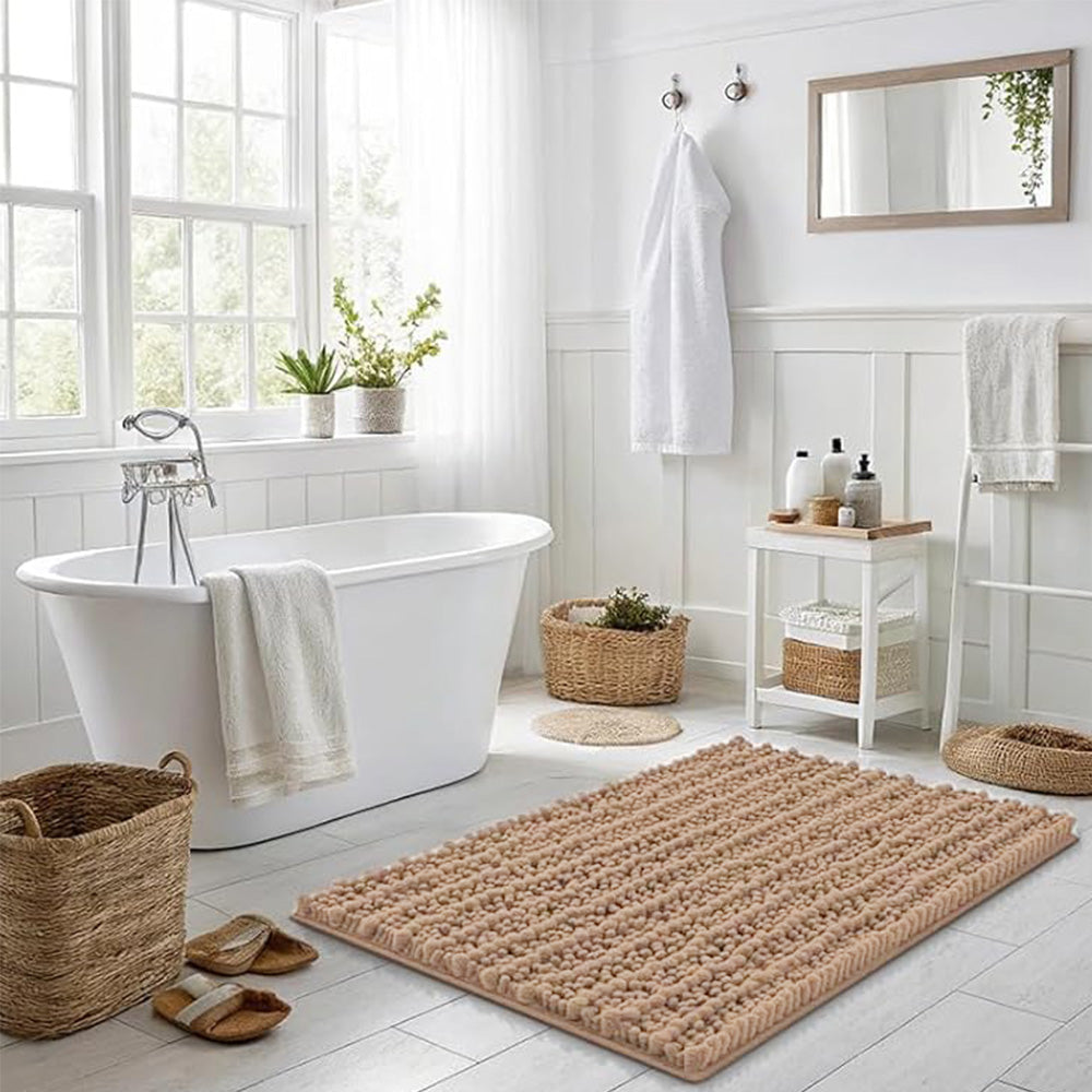 Chenille Fabric Bathroom Rugs Mat With Non Slip Rubber Backing Home Decor Accessories
