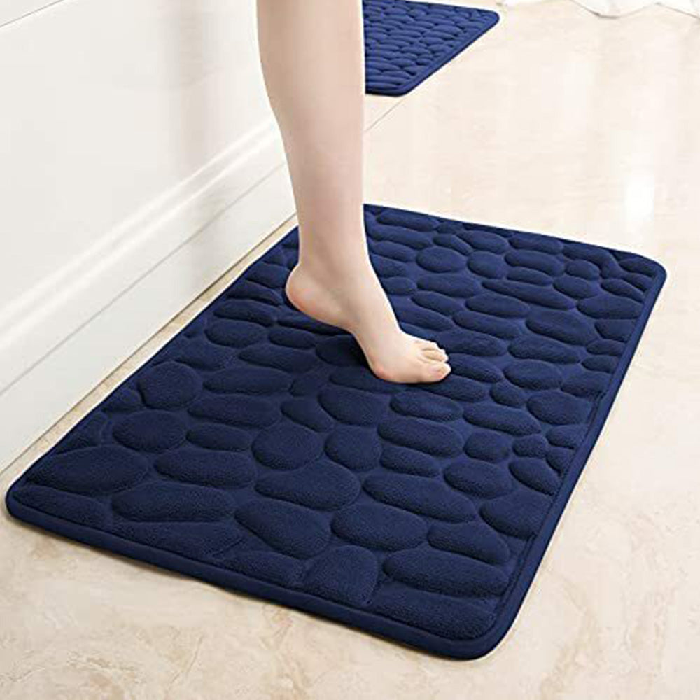 3Pcs Bathroom Mat Set Pebble Pattern Foam Bath Rug Washable Bath Mats for Bathroom Floor