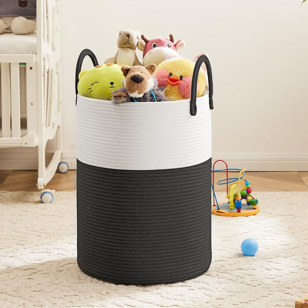 Large Woven Laundry Basket Cotton Rope Hamper for Laundry Toys & Blankets