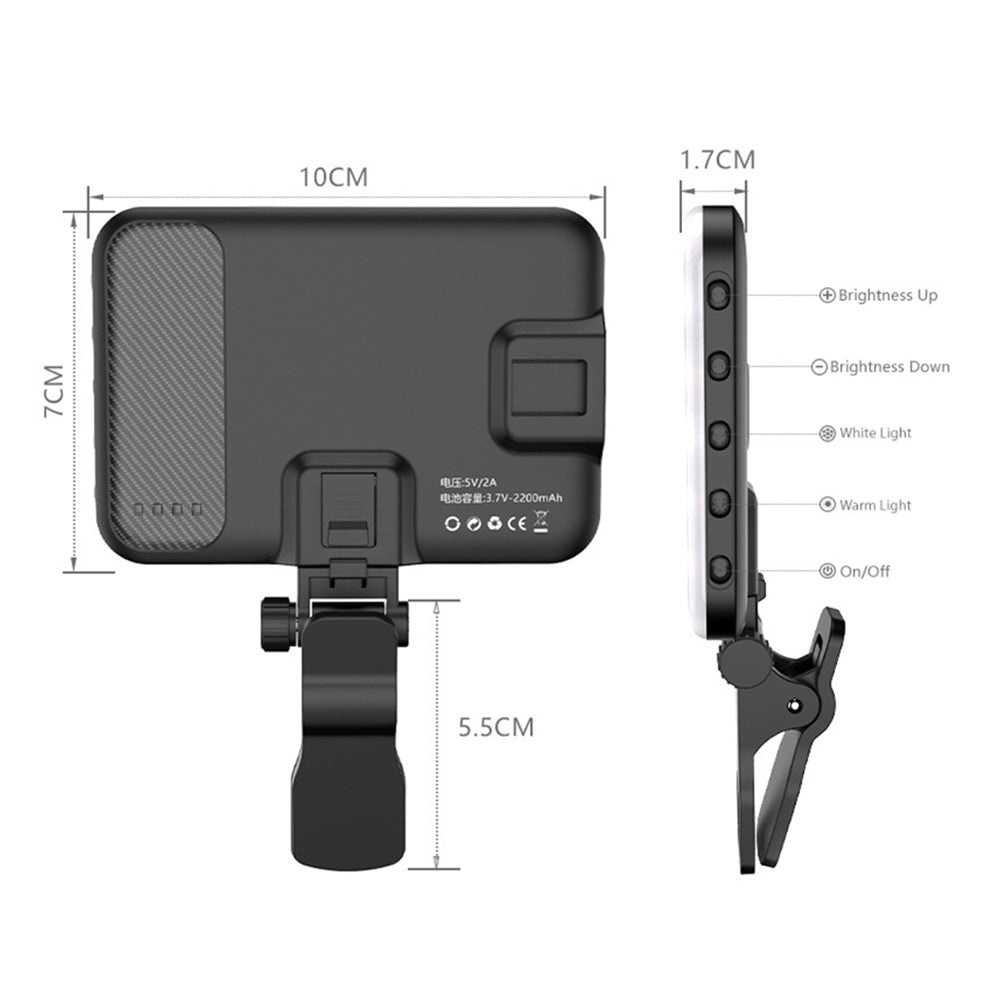 LED Portable Selfie Light with Clip and Hot Shoe Mount