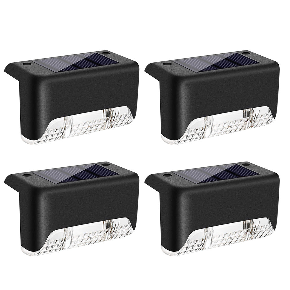 4Pcs LED Solar Fence and Step Lights for Outdoor Garden Stairs and Deck