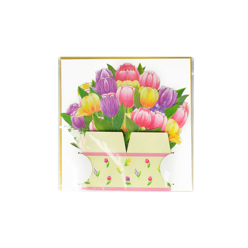 Pop-up 3D Flower Bouquet Greeting Card for Mother's Day-Tulips
