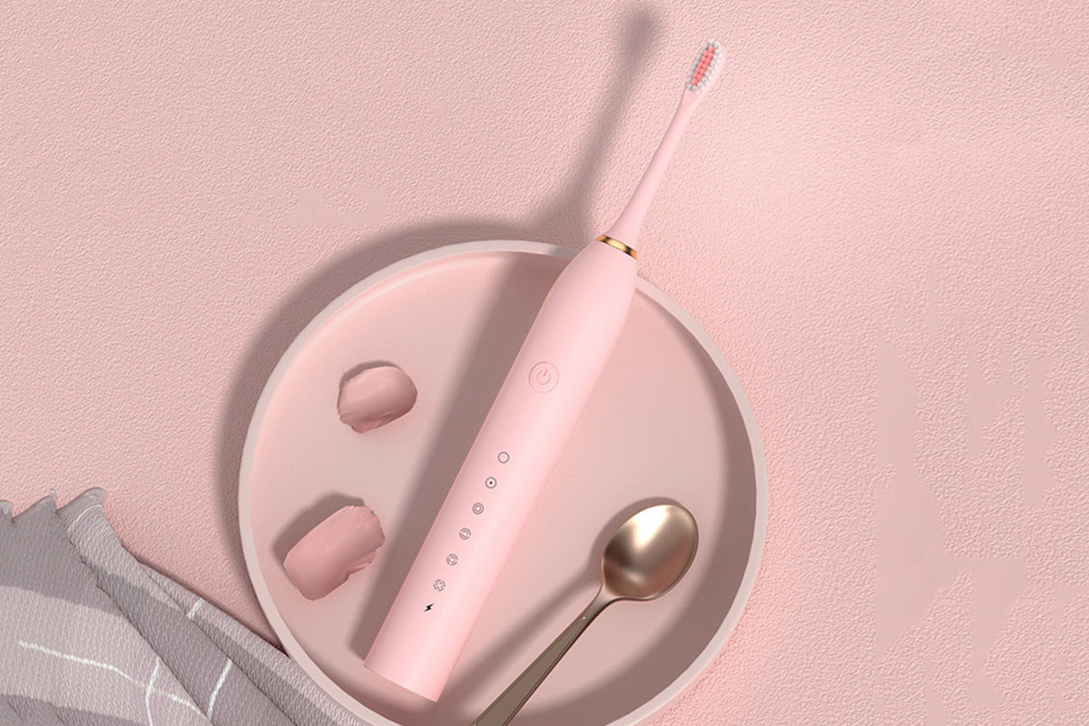 Couple's Electric Toothbrush Set with Travel Case -White and Pink