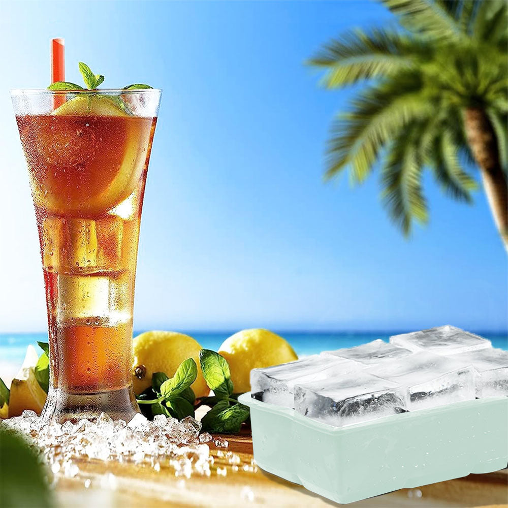 6-Grid Silicone Ice Cube Tray Large Square Ice Cube Mold