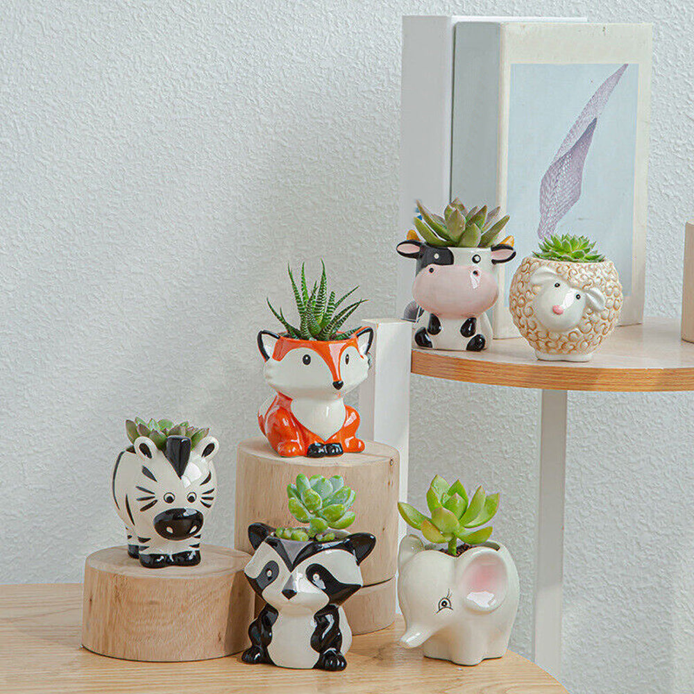 12pcs Cute Animal Shaped Plant Succulent Pots