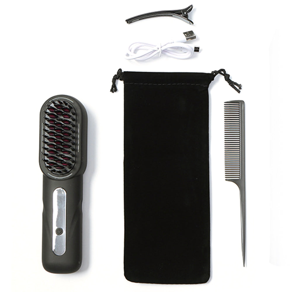 Rechargeable Cordless Hair Straightener Brush with LED Display