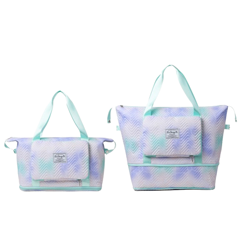 2Pcs Gradient Color Expandable Large-Capacity Travel Foldable Duffle Bag