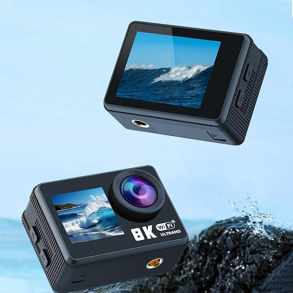 5K 6K 8K 30FPS Action Camera with Waterproof Case Dual Screens and EIS Stabilization