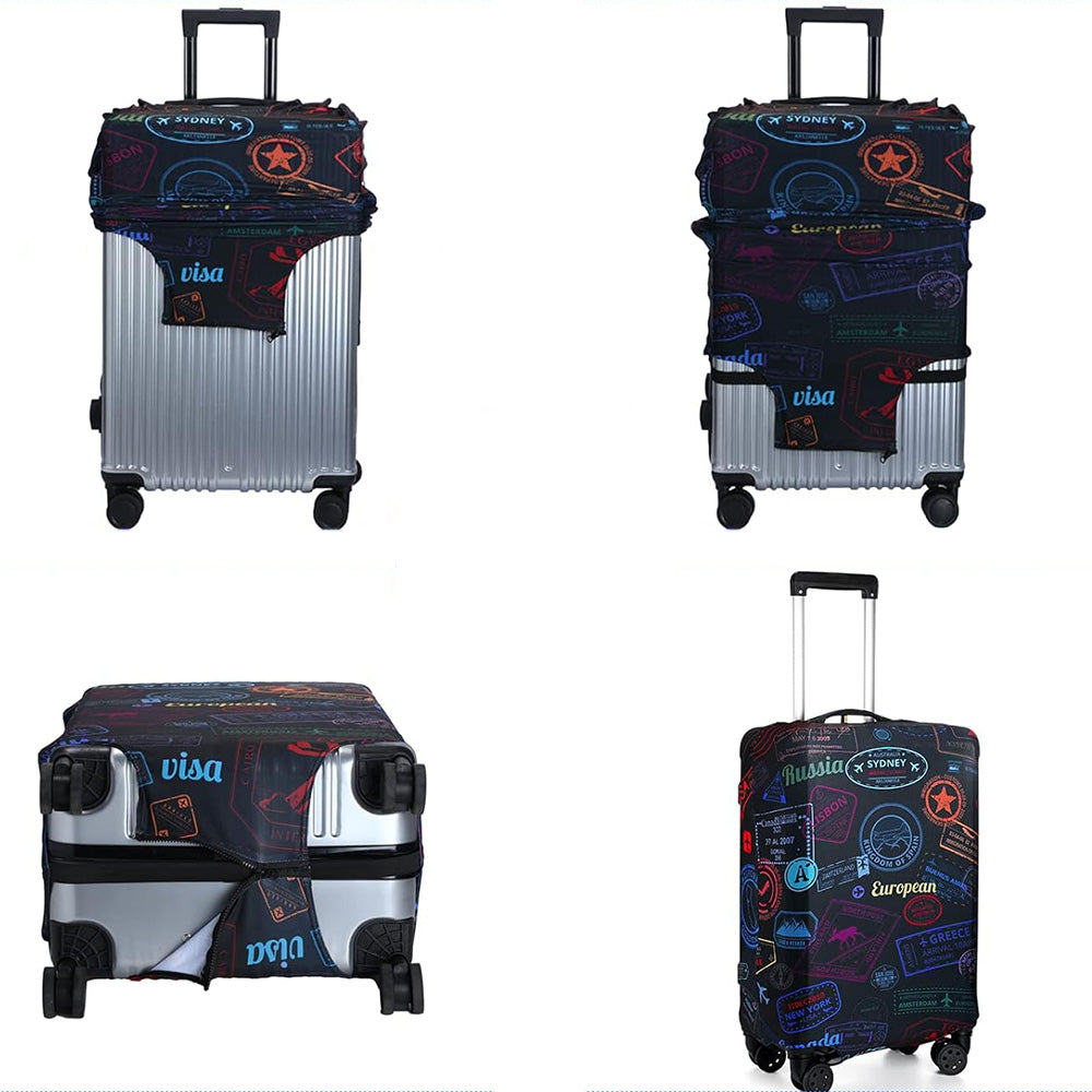 Thicker Luggage Cover Elastic Suitcase Cover Fits 18-21inch Travel Washable Cover-Black