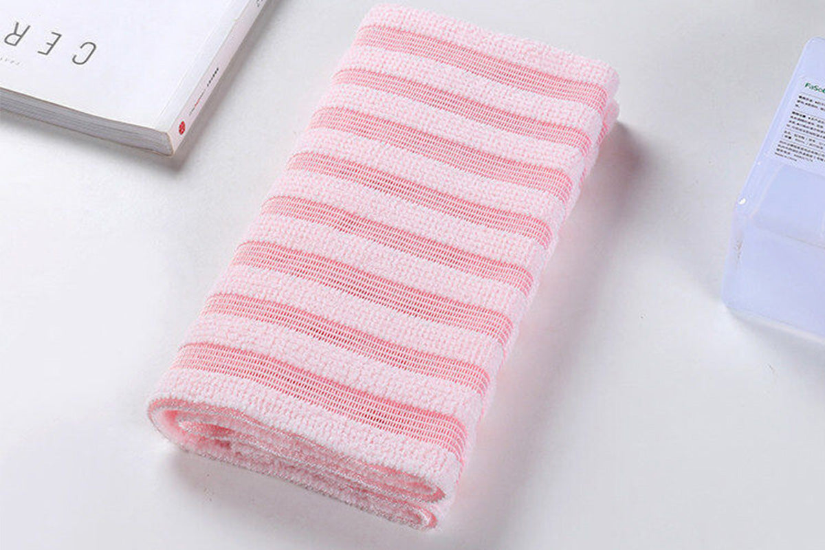 2Pcs Adult Exfoliating Washcloth Ultra-Long Back Scrubber for Shower Bath-Black