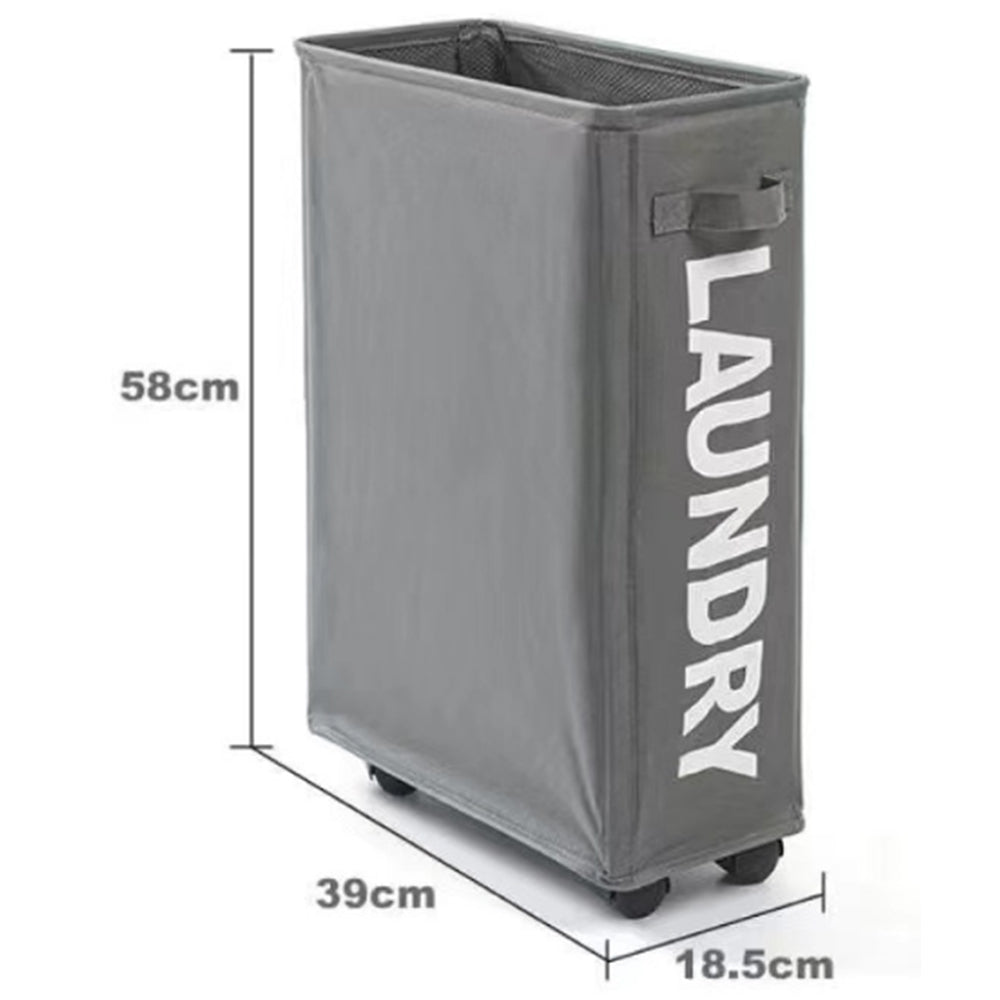39 x18.5x58CM Foldable Laundry Washing Clothes Storage Bag With Universal Wheels