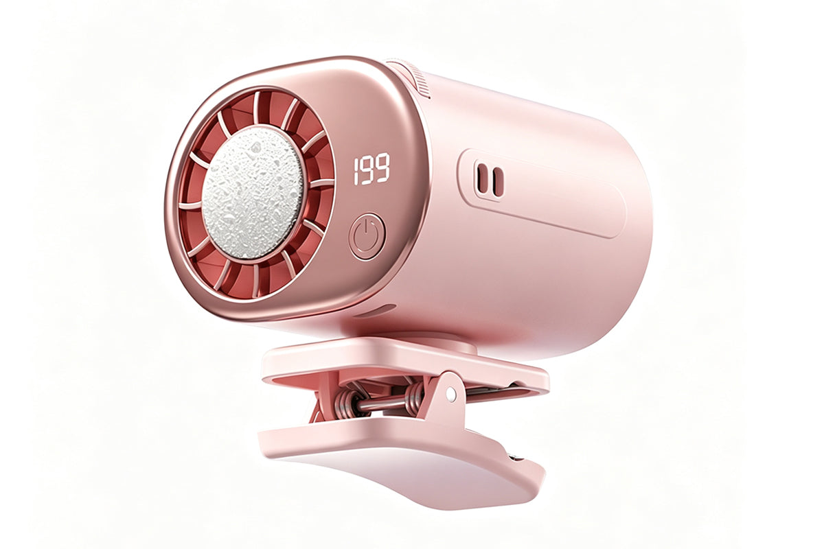 360 Rotatable 199-Speed Ice Cooling Clip Fan with Neck Lanyard TEC Semiconductor Cooling Fan Turbo Boost Wind