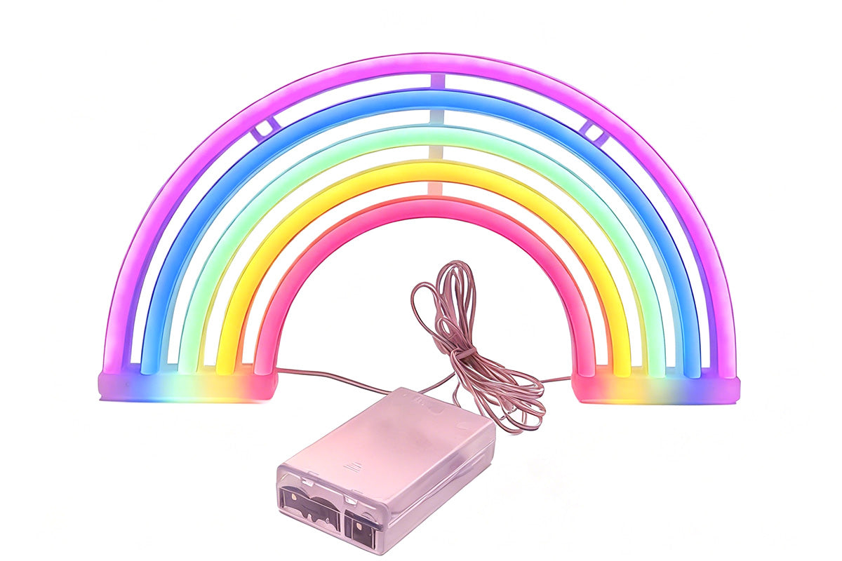 LED Cat Rainbow Neon Sign Lights Bedside Night Light Lamp Bedroom Wall Decoration