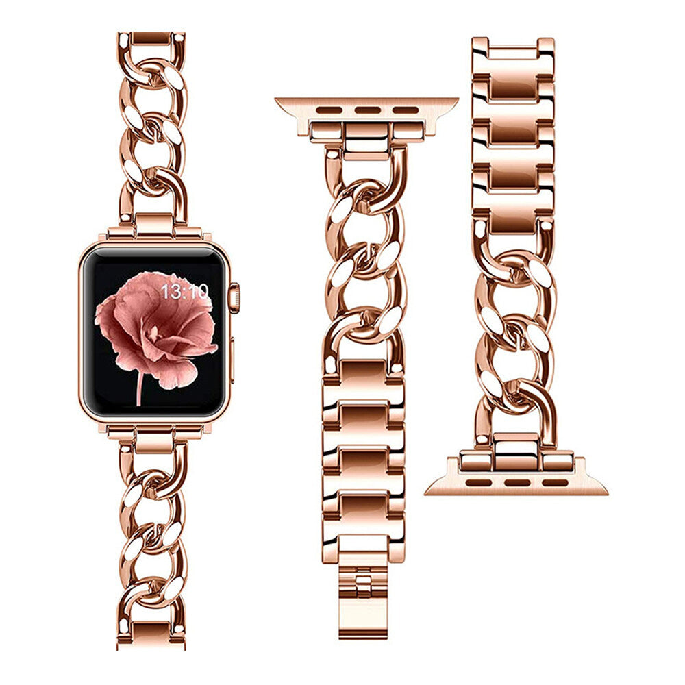 Metal Strap Band for Apple Watch Series 8 7 6 5 4 3 2 1 49mm 46mm 45mm 44mm 42mm-Rose Gold