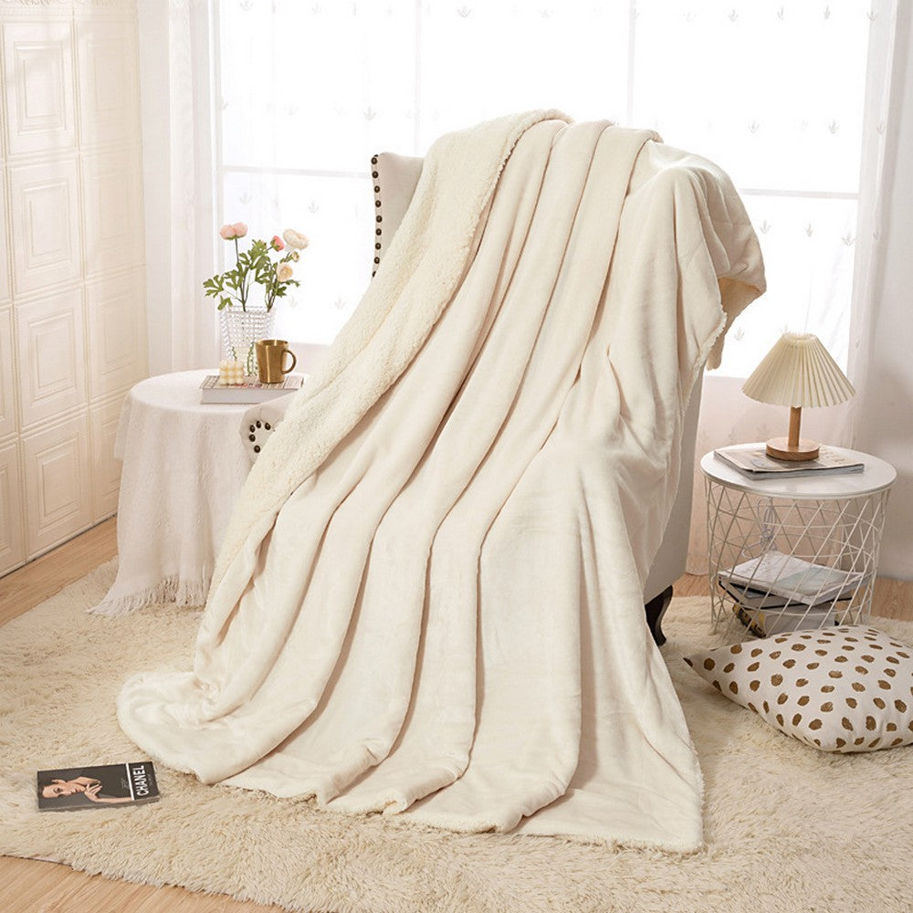 Reversible Plush Faux Mink Sherpa Lambswool Blanket