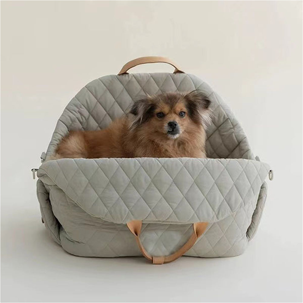Soft Fluffy Car Seat Booster for Pet Travel Carrier Bed with Long Strap