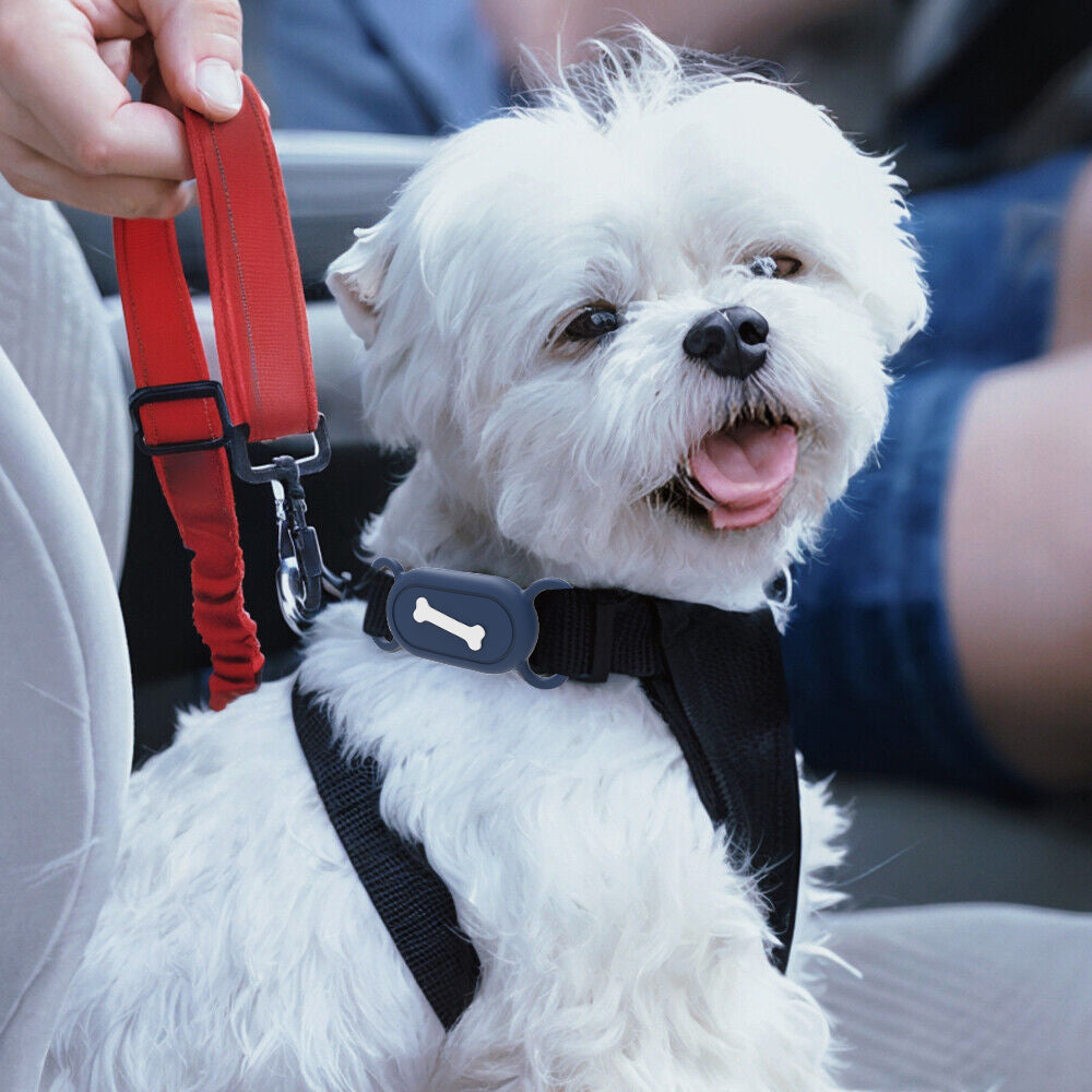 2Pcs Silicone Case Water-resistant Pet Collar Holder for Samsung Galaxy SmartTag2-Grey and Blue