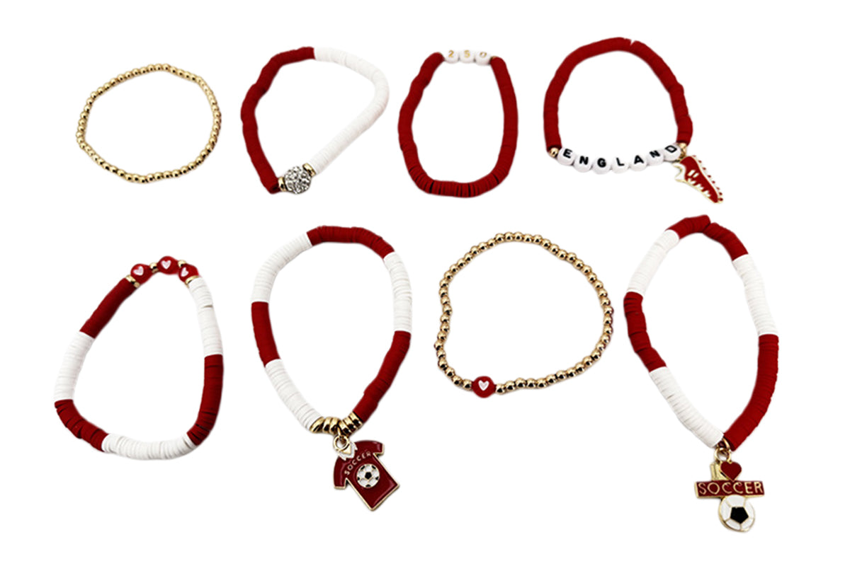 Colorful Soft Clay Football World Cup Bracelets Set for Aldults Soccer Fans