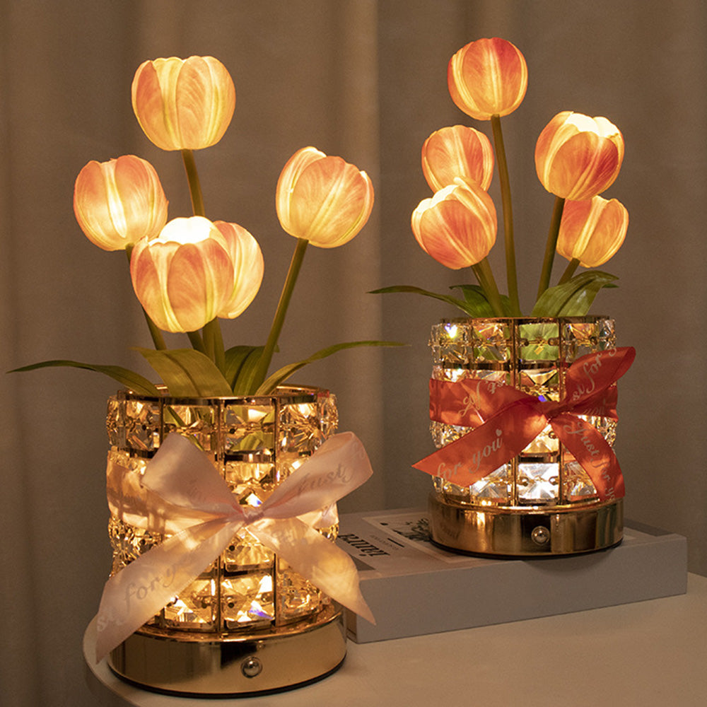 Tulip Flower Lamp Valentine Day Gifts 3 Color Dimming Night Light