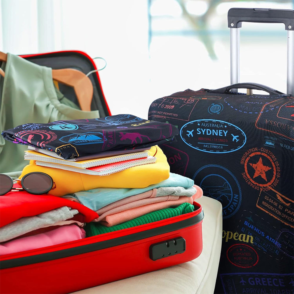 Thicker Luggage Cover Elastic Suitcase Cover Fits 18-21inch Travel Washable Cover-Black