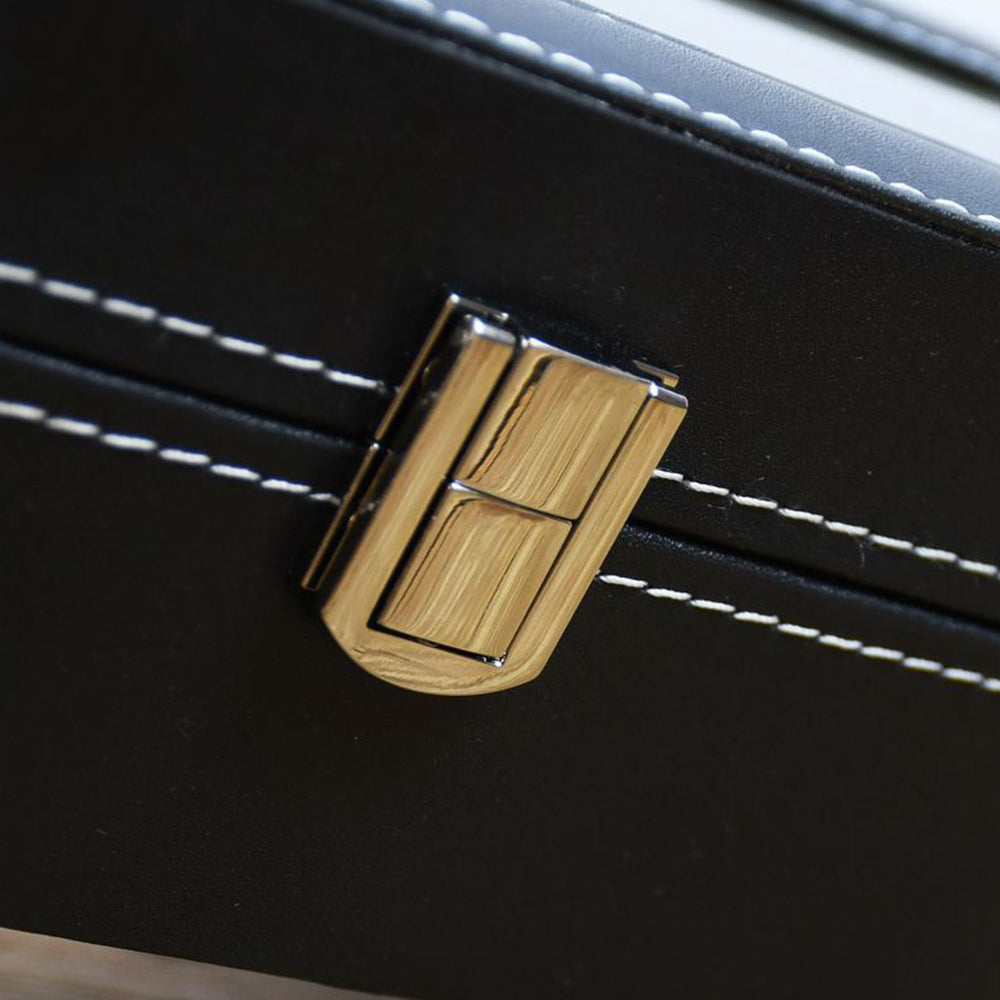 6/10/12 Grids PU Leather Watch Box Organizer Display Case with Lock