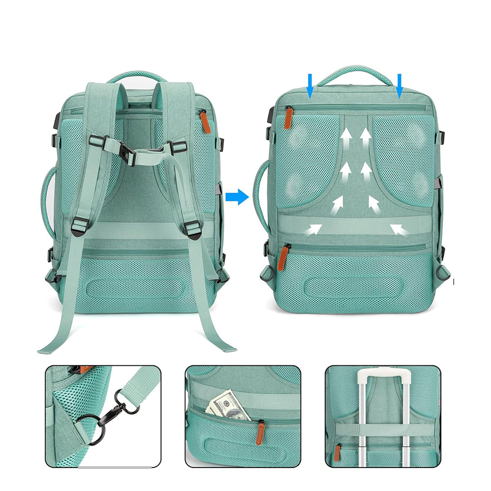 Business Travel Shoulder Backpack with Shoe Bag and Storage Bag