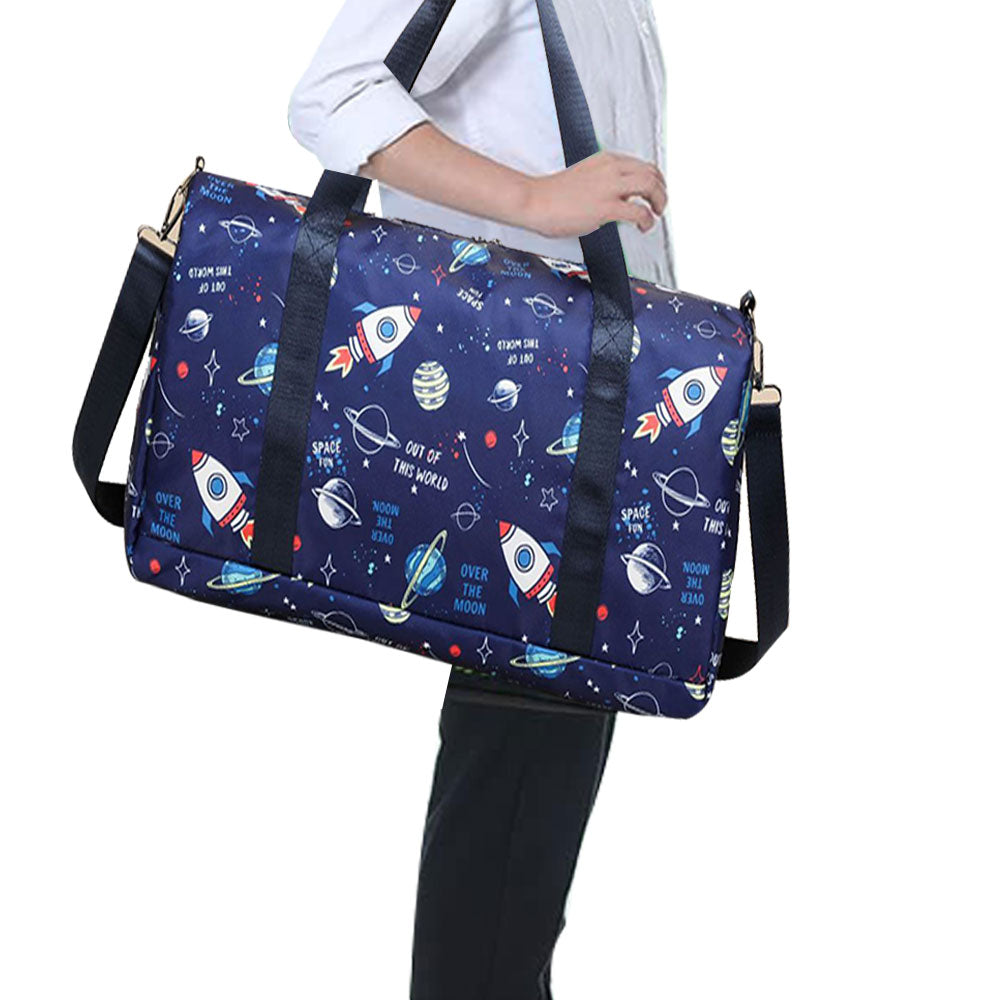Kids Duffle Bag Water Resistant Travel Overnight Weekend Bag with Shoe Compartment
